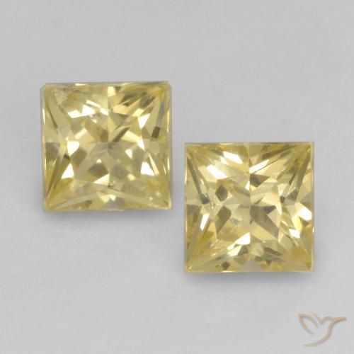 薄いゴールド サファイア 宝石 - 0.2ct プリンセスカット (ID: 537674)