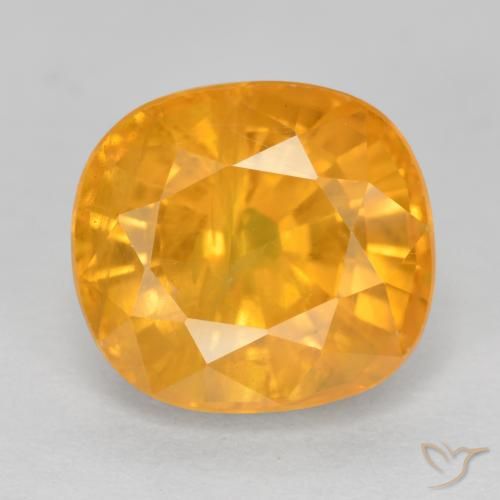 5ct Loose Orange Sapphire Gemstone | Cushion Cut | 9.8 x 8.9 mm | GemSelect