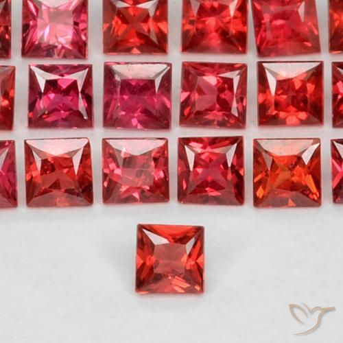 21Pcs PRINCESS CUT 2.5mm Orange Yellow Sapphire hot Square Stone | AAA Multi Sapphire Gemstone | Red Orange Sapphire Cut Square | Loose Gemstone