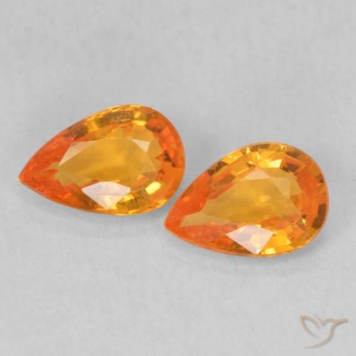 0.96ct Loose Orange Sapphire Gemstones | Pear Cut | 6.1 x 4 mm | GemSelect