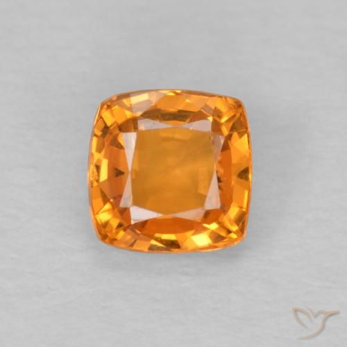 0.62ct Loose Orange Sapphire Gemstone | Cushion Cut | 4.4 x 4.4 mm ...