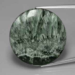 36.08ct Round Cabochon Green Seraphinite from Russia, Dimension 30.2mm