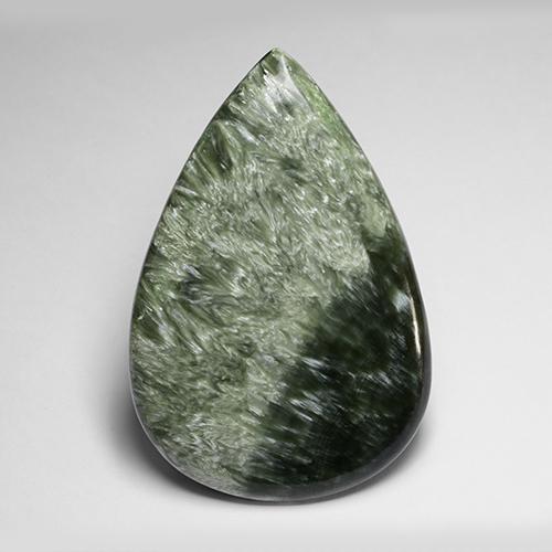 77.1 carat Pear 54.9x36.8 mm Green Seraphinite Gemstone