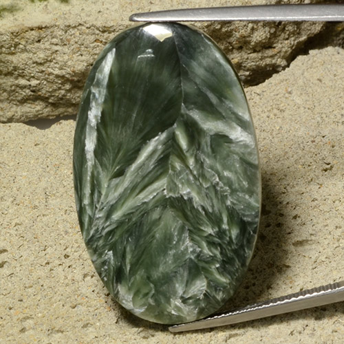 32.8 carat Oval 34.3x21.4 mm Natural and Untreated Green Seraphinite