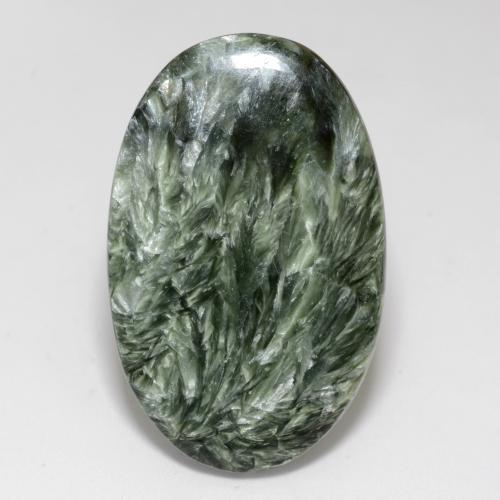 29.2 carat Oval 37.6x23.8 mm Green Seraphinite Gemstone