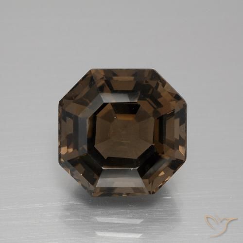 8.98ct Asscher Cut Smoky Quartz Gemstone | 12.1 x 12.1 mm | GemSelect