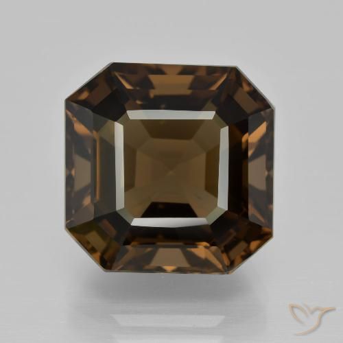 12.1ct Asscher Cut Smoky Quartz Gemstone | 13.8 x 13.7 mm | GemSelect