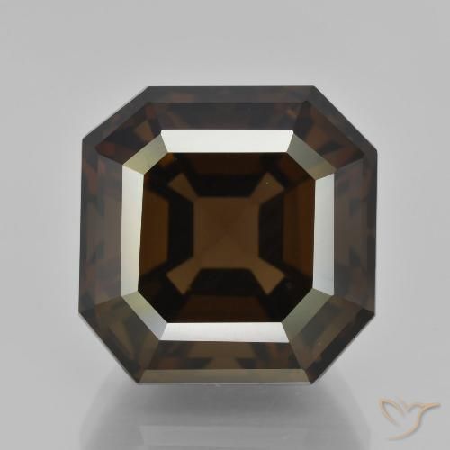 16.1ct Asscher Cut Smoky Quartz Gemstone | 14.1 x 14 mm | GemSelect