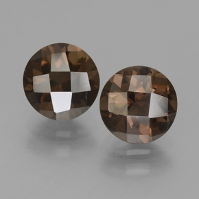 Chocolate Brown Дымчатый Кварц Камень - 1.7ct Круглая Шахматная Огранка (ID: 448265)