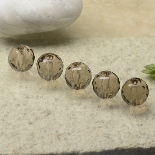 Bois brun Quartz Fumé gemme - 1.5ct Sphère facetée percée (ID: 479399)