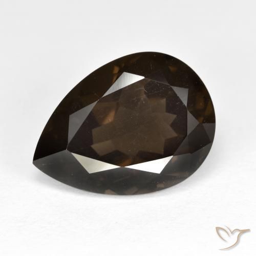 Brun chocolat Quartz Fumé gemme - 6.2ct Poire facette (ID: 588567)