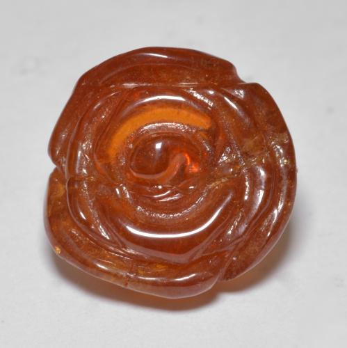 Dark Orange 锰铝榴石 Gem - 16.5ct 玫瑰雕刻 (ID: 579400)