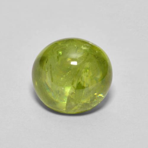 Light Earthy Green Sphene Gem - 1.8ct Oval Cabochon (ID: 612250)