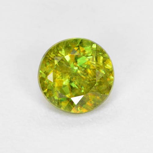 ミディアムグリーン スフェーン 宝石 - 0.4ct ラウンドファセット (ID: 626930)