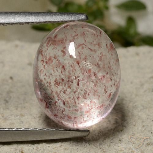 Rose clair Quartz Fraise gemme - 5.1ct Ovale Cabochon (ID: 479844)