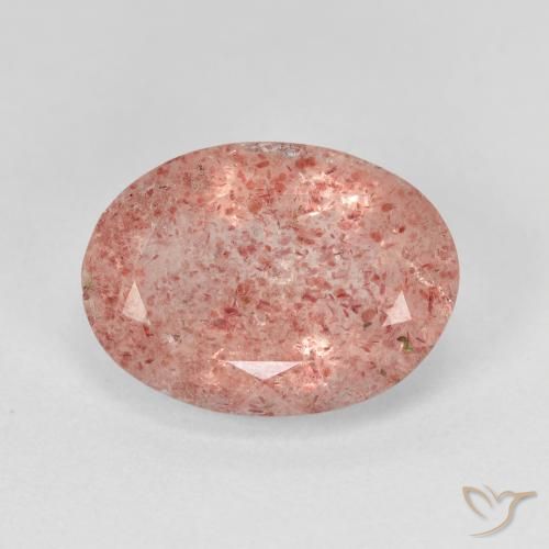 5.36ct Oval Cut Strawberry Quartz Gemstone | 13.9 x 10.1 mm | GemSelect