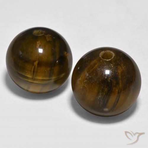 23.5 carat Drilled-Ball Tiger's Eye Gemstones for Sale | loose ...