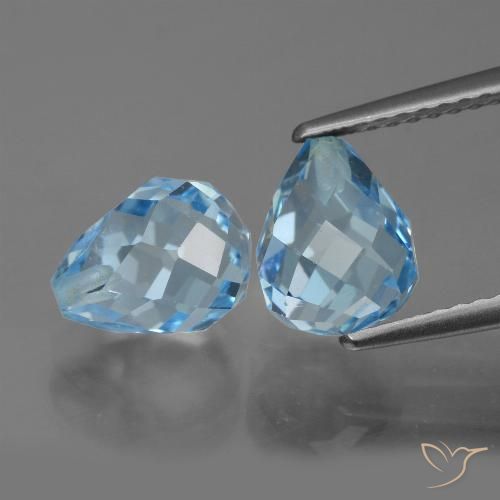 5.25ct Loose Sky Blue Topaz Gemstones | Briolette | 8.2 mm | GemSelect