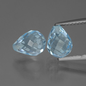 Celeste Topazio Gem - 2.5ct Taglio briolette forato a metà (ID: 426741)