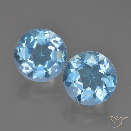 4.84ct Loose Swiss Blue Topaz Gemstones | Round Cut | 8.1 mm | GemSelect
