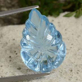 Bleu cyan léger Topaze gemme - 11.6ct Feuille sculptée fantaisie (ID: 479801)
