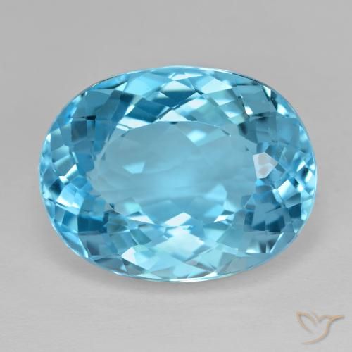 21.25ct Loose Swiss Blue Topaz Gemstone | Oval Cut | 18.6 x 14.4 mm ...