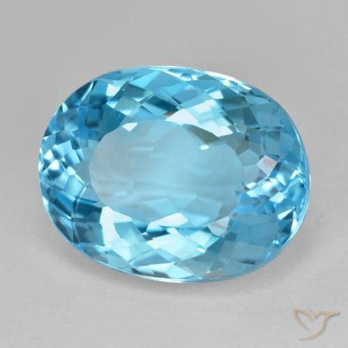 21.25ct Loose Swiss Blue Topaz Gemstone | Oval Cut | 18.6 x 14.4 mm ...