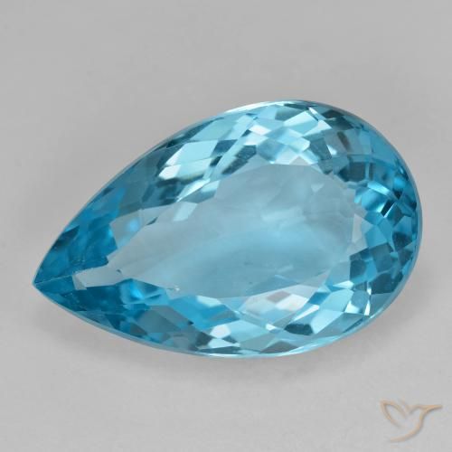 21.08ct Natural Swiss Blue Topaz, Pear Shape, VS, Photo A