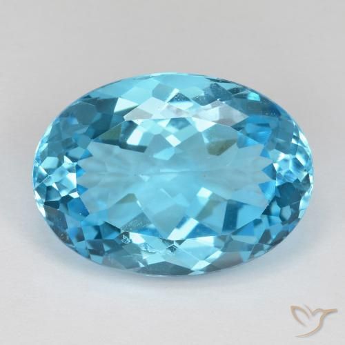 19.31ct Loose Swiss Blue Topaz Gemstone | Oval Cut | 19.5 x 14.2 mm ...