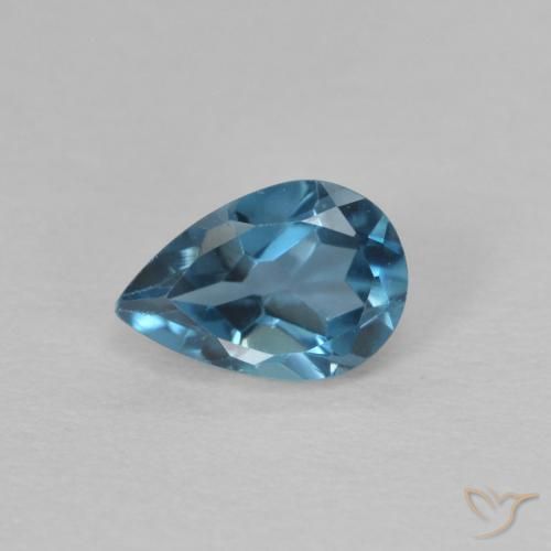 0.54ct Natural London Blue Topaz, Pear Shape, VVS, Photo A