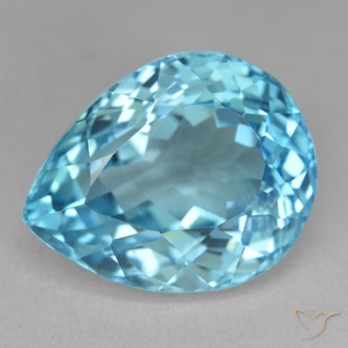21.84ct Natural Swiss Blue Topaz, Pear Shape, VVS-VS, Photo A