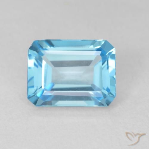 Store Natural Certified Swiss Blue Topaz Faceted Emerald Cut 6.20 Ct Loose Gemstone For Ring