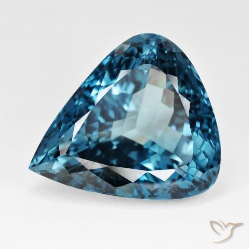 95.69ct Natural London Blue Topaz, Pear Shape, IF, Photo A