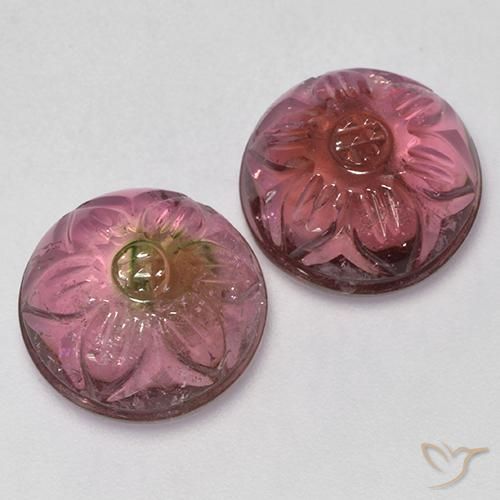 Rose rougeâtre Tourmaline gemme - 6.5ct Fleur gravée (ID: 524133)