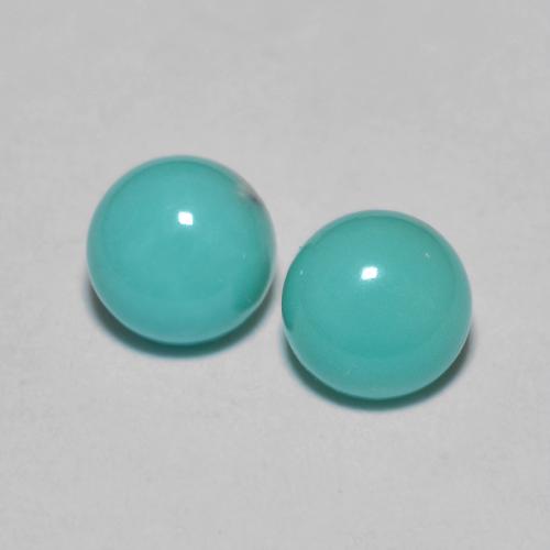 グリーンブルー ターコイズ 宝石 - 0.6ct ラウンドカボション (ID: 627814)